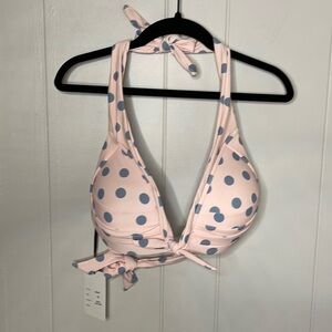 Unique Vintage Swim NWT Pink and Blue Dot Bikini Top